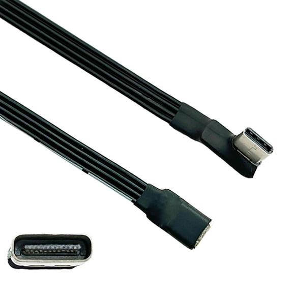 USB C Male to Female USB C Ribbon Cable Charging Cord Support Charging Sync 480mbps Connector for Phone Tablet Headphone