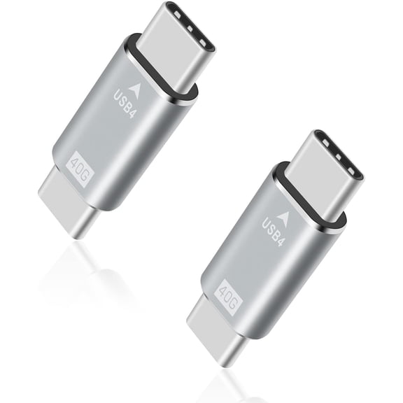 USB C Male to Male Adapter, USB C Coupler, 40Gbps,100W PD, 8K@60Hz for Thunderbolt 2/3, MacBook Pro/Air, Laptop, Phones (2 Pack)