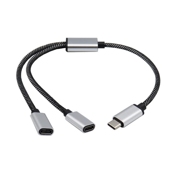 USB C Male to Two USB C Female Splitter Hub Cable for Type C Charger Powerbanks