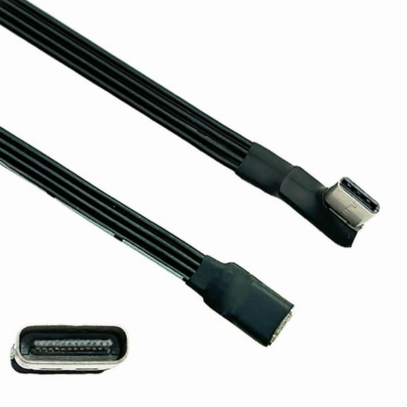 USB C Male to USB C Female Extension Cable 90 Degree Ribbon Flat USB C Cable