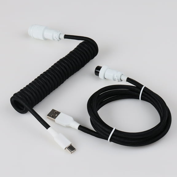 USB C Mechanical Keyboard Coiled Cable Braided Double Sleeved Type C Keyboard Detachable Aviator Cable