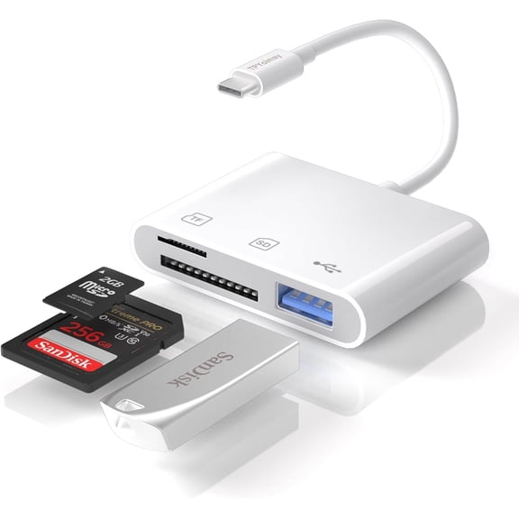 USB C to Micro SD TF Memory Card Reader, 3 in 1 USB Camera Card Reader Adapter, Compatible with iPhone 15, iPad Pro, MacBook Pro/Air, Chromebook XPS, Galaxy S10/S9 and Other USB C Devices