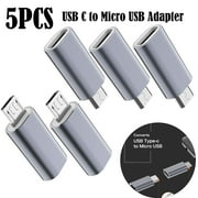 USB C to Micro USB Adapter, (5-Pack) Type C Female to Micro USB Male Convert Connector Support Charge Data Sync Compatible with Samsung Galaxy S7 S7 Edge, Nexus 5 6 and Micro USB Devices (Grey)