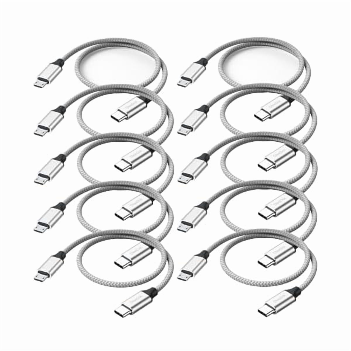 USB C to Micro USB Cable 1ft 10 Pack, MicroUSB to USB Type C Cable Braided Male to Male USB-C USBC to Micro USB Cord 30.5CM for Charging & Data Transmission-12inch