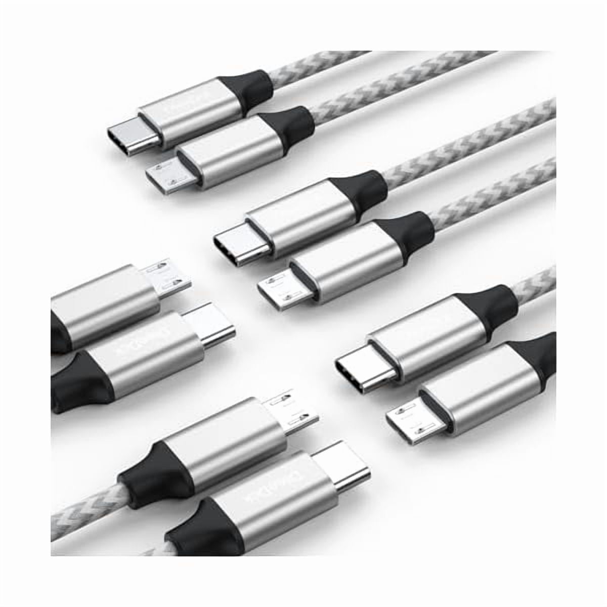 Quyaojz USB C to Micro USB Cable 1ft 5 Pack, MicroUSB to USB Type C Braided Male to Male Adapter USB-C USBC to Micro USB Cord 30.5CM for Charging Data Transmission