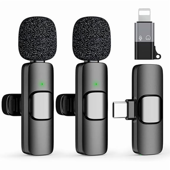 USB C Mini Wireless Lavalier Microphone for iPhone 15 16, iOS and Android Devices - Noise Reduction Lapel Mic for Recording, Clip on Mic, Omni Lav Mic for Video Recording, Tiktok, Youtube, Vlog