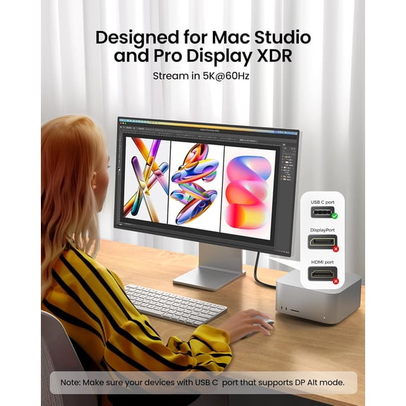 USB C Monitor Display Cable 3.3FT 4K@144Hz/60Hz 8K USB C 3.2 Gen 2x2 Video Cable 20Gbps Data Transfer 240W PD Charging Type C Compatible for iPhone 17 MacBook CarPlay Portable Monitor