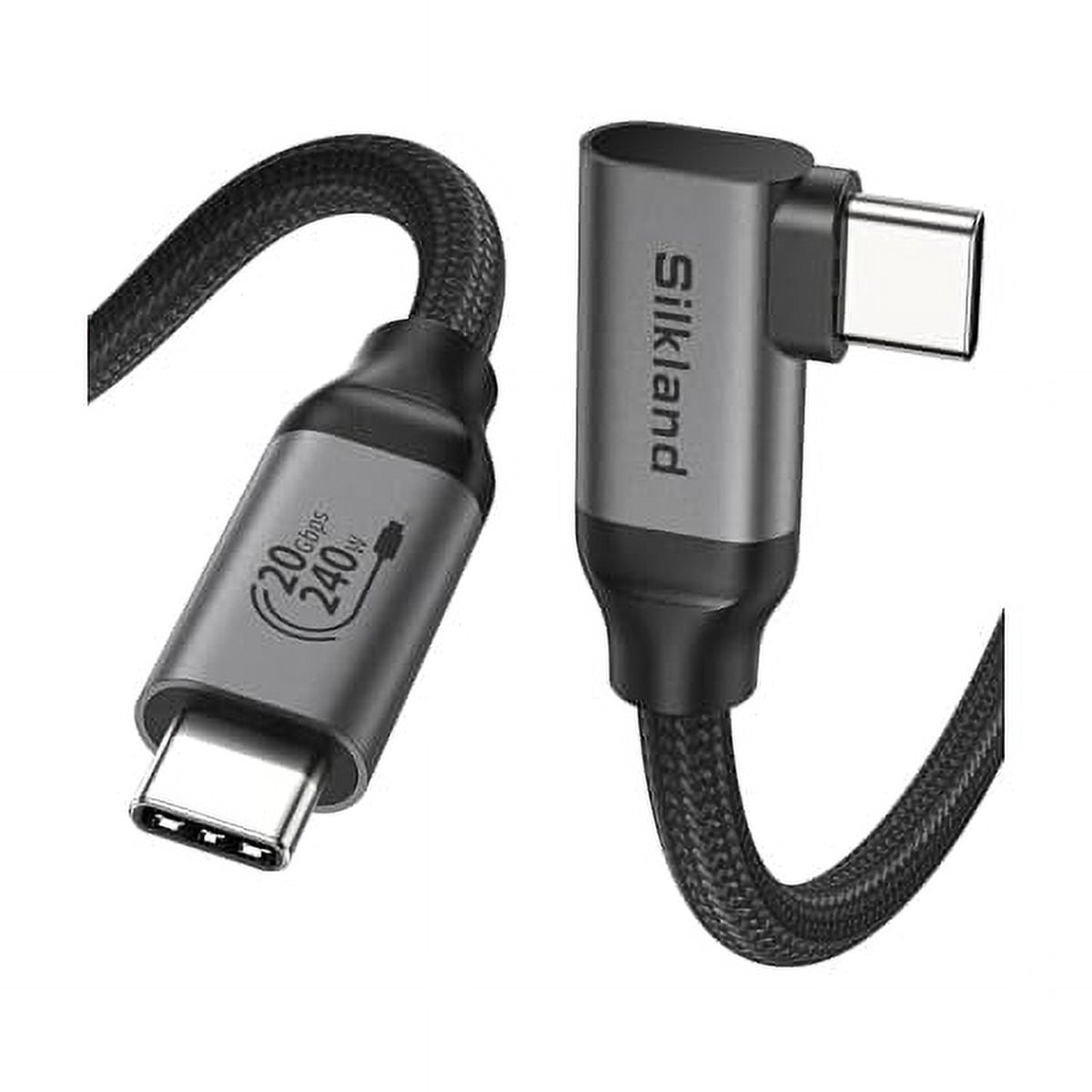 USB C Monitor Display Cable Right Angle 5FT [5K/4K@60Hz 8K@30Hz], 90 Degree USB C 3.2 Gen 2x2 Video Cable, 20Gbps Data Transfer, 240W Fast PD Compatible for MacBook Pro, iPad, iPhone 16