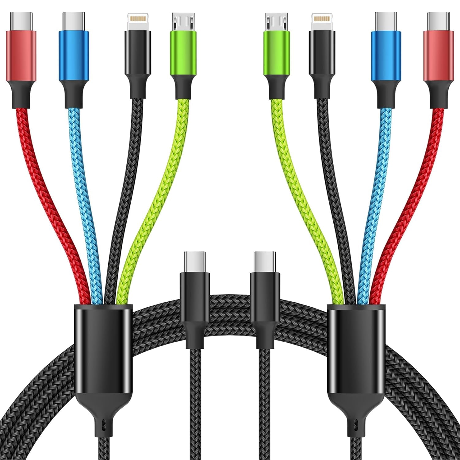 USB C Multi Charging Cable, 4 in 1 Cords with Dual Ports - Walmart.com