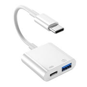 USB C OTG Adapter PD QC3.0 Fast Charge Converter for Phone Tablet Laptop, Type-C to USB 3.0 Hub for U Disk Keyboard Mouse, 13cm White