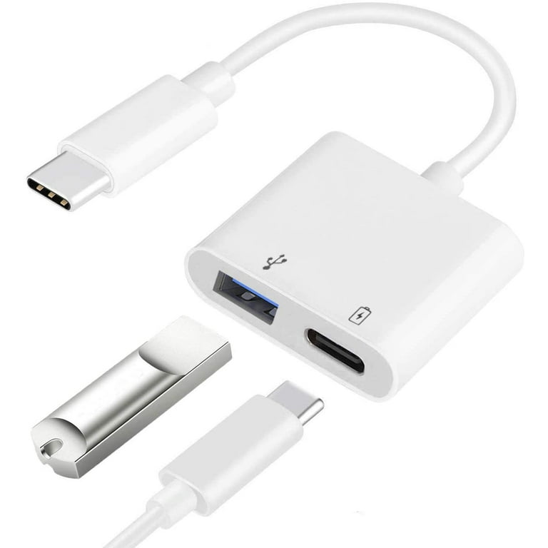 USB C to USB Adapter OTG and Charger Cable, 2 in 1 USB-C Splitter with 10W  PD Charging Type C OTG and USB A Female Port Compatible for Samsung S21/S20
