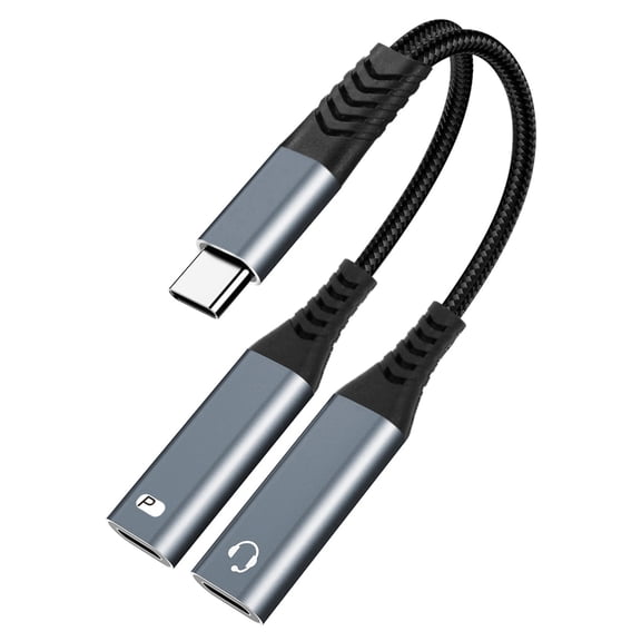 USB C OTG Adapter with 18W Power Delivery Two Port for Smartphones and Data Transfer Braided Cable