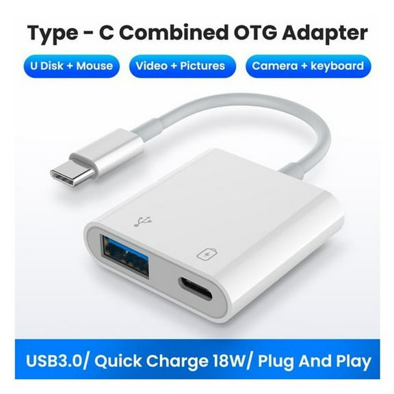 USB C OTG Cable Camera Adapter with Power Supply Compatible with iPhone 15/15Pro, iPad Pro, Galaxy S24/S23/S22/S21, Pixel 8/7/6, Google Chromecast with Google TV