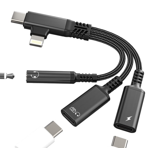 USB C OTG Data Headphone Adapter (3in2)for iPhone 17 16 15 14 Pro Max Lightning to Aux Audio Jack 3.5mm Splitter for Apple Dongle Charger Type C for iPad Dual Charging Car DAC Compatible for Samsung
