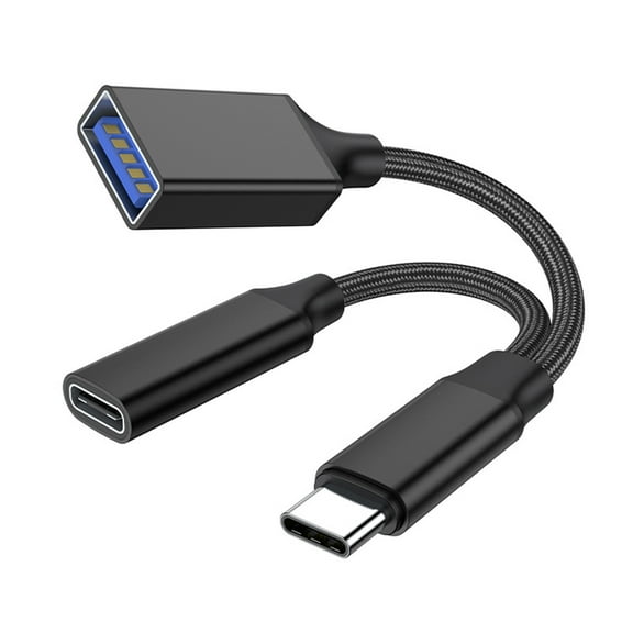 USB C OTG Hub Adapter 2-in-1 with PD Fast Charging, Aluminum Alloy for Mobile Phones, Laptops, and Tablets, High-Speed Data Transfer Black