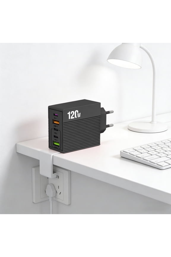 USB C PD Fast Charging 38W 5 Port Charger Adapter, Smart Power Distribution High Efficiency Stable Output, Multi Device Charging for Phone Tablet Headphones Home Office Travel