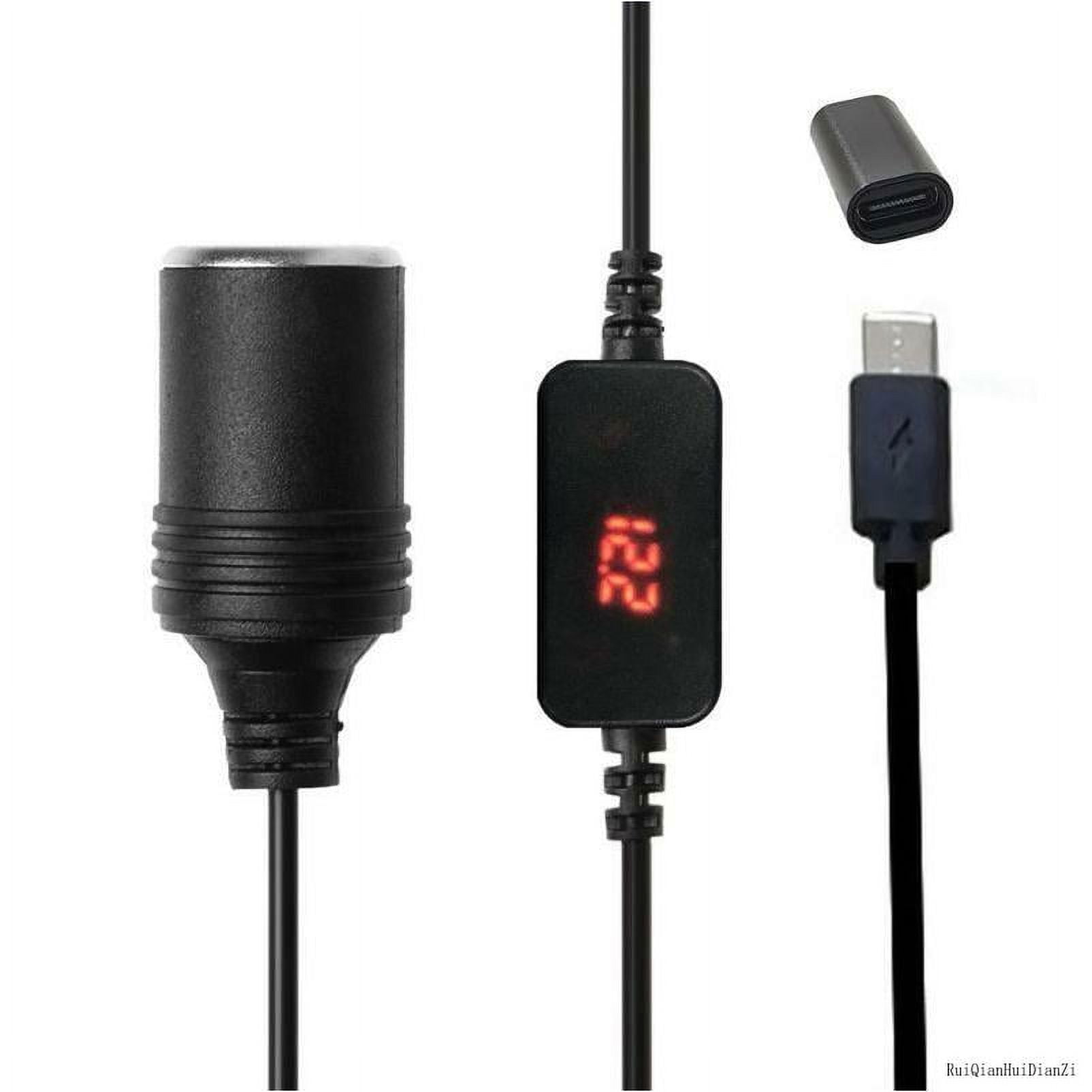 USB C PD Female Type C Male To 12V Car Socket Power Cable With Voltage