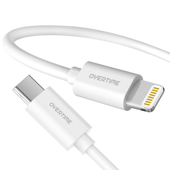 USB-C Phone Charger Cable, Overtime USB Type C to Lightning Cable 6ft - White