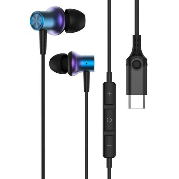 USB C Plug in Headphones for Apple iPhone 16 Pro Max 15 16e iPad Wired Earbuds Small Ear Buds Type C Corded Earphones with Microphone for Google Pixel 9 8 7 Samsung Galaxy S25 S24 S23 Android Gradien