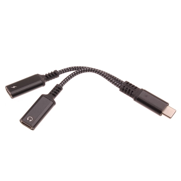 USB-C Port Splitter Earphone Adapter Compatible With T-Mobile REVVL 7,8/7,8 PRO - TYPE-C Charging Port Headphone Audio Jack Adaptor 2-in-1 Converter