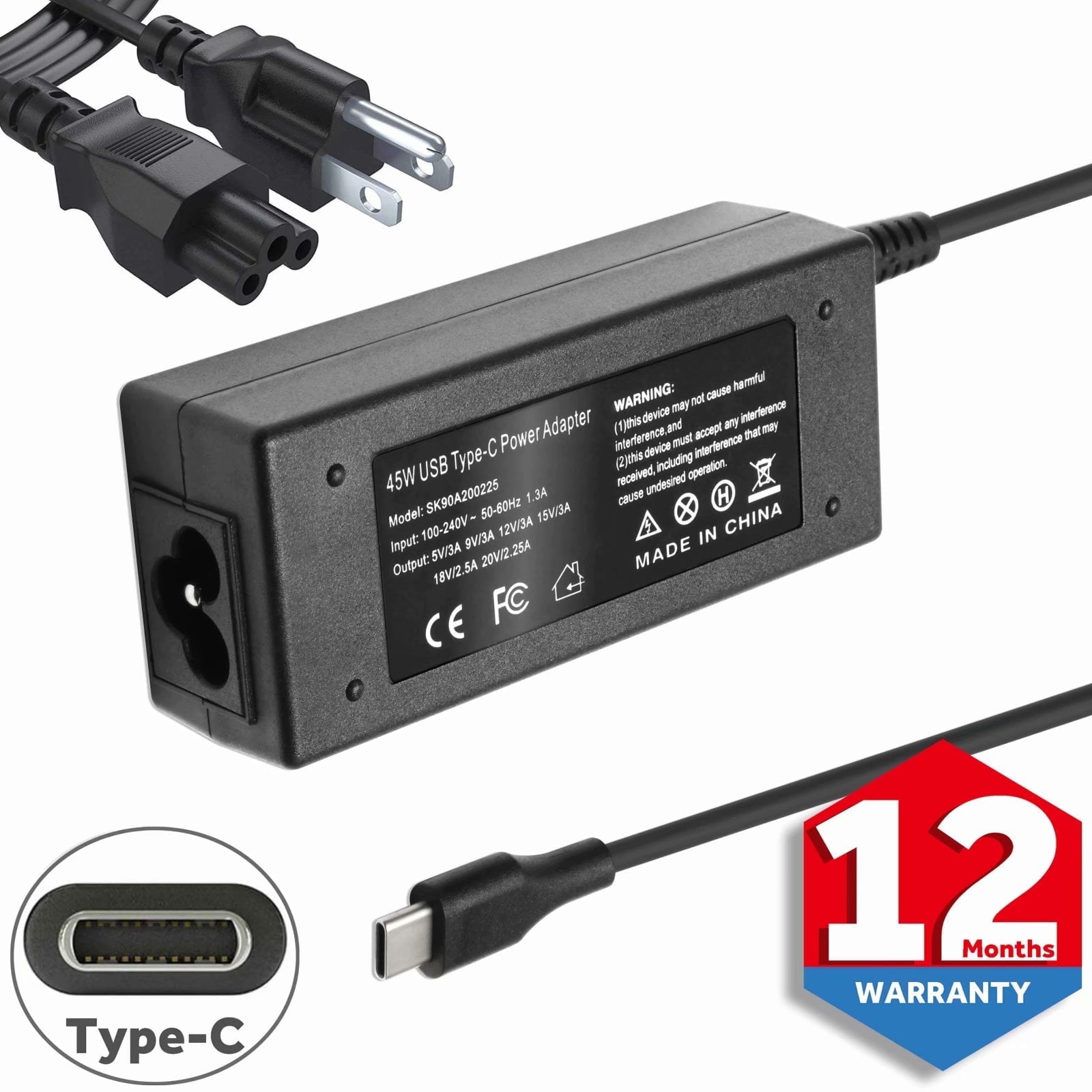 ZMOON INC. USB-C Power Adapter Charger for Acer Chromebook 15 CB515-1HT-P39B CB515-1HT-C2AE CB515-1HT-P6W6 CB515-1H-C3MD