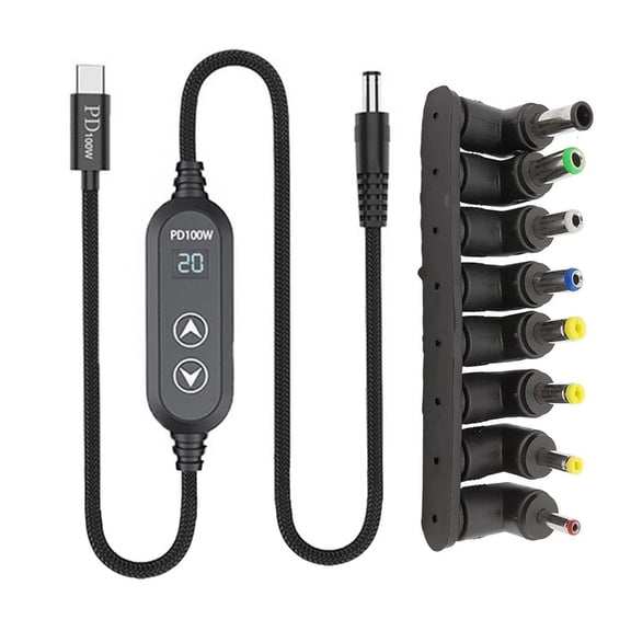 USB C Power Cord 100W Highest Efficiency Variable Power Supply Type C And DC5.5 Direct Power Solution Cable 120cm