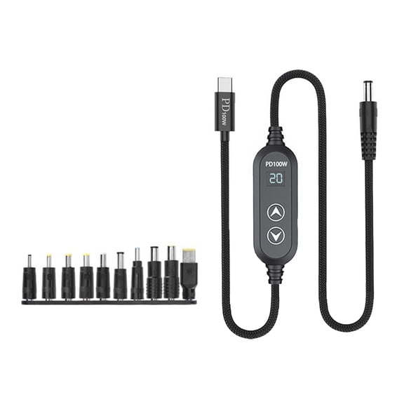 USB C Power Cord 100W Highest Efficiency Variable Power Supply Type C And DC5.5 Direct Solution Cable 120cm