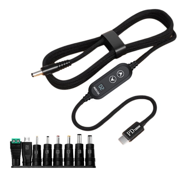 USB C Power Cord with 8 Adapters 100W Highest Efficiency Variable Power Supply DC5.5 Type C Charging Cable 120cm