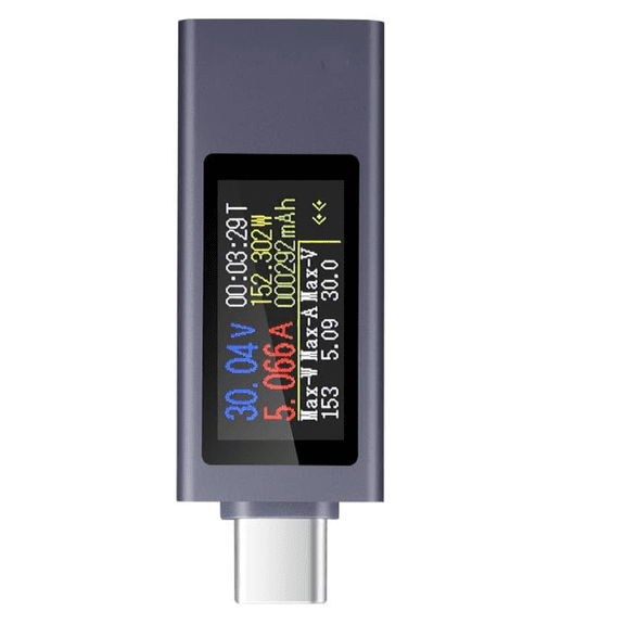 USB C Power Meter Tester, DC 4-30V 0-12A Voltage Current Temperature Monitor, Type C Power Detector for USB Charging System Testing