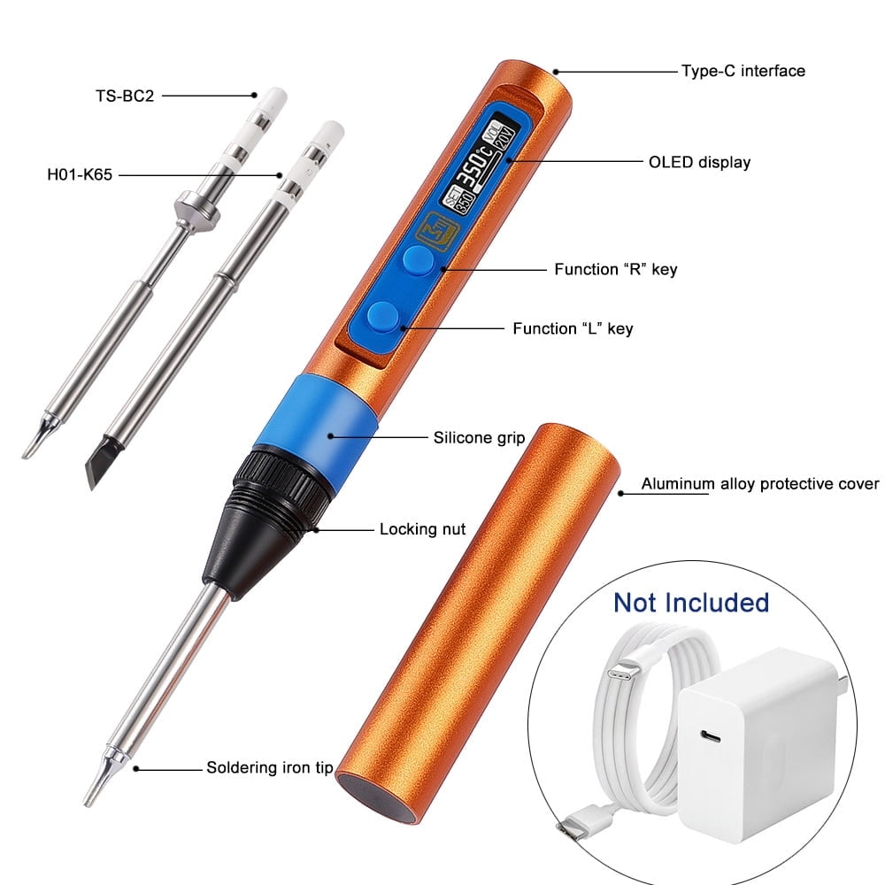 USB C Powered Soldering Iron 65W Repair Tool Smart Portable Solder Iron Tips