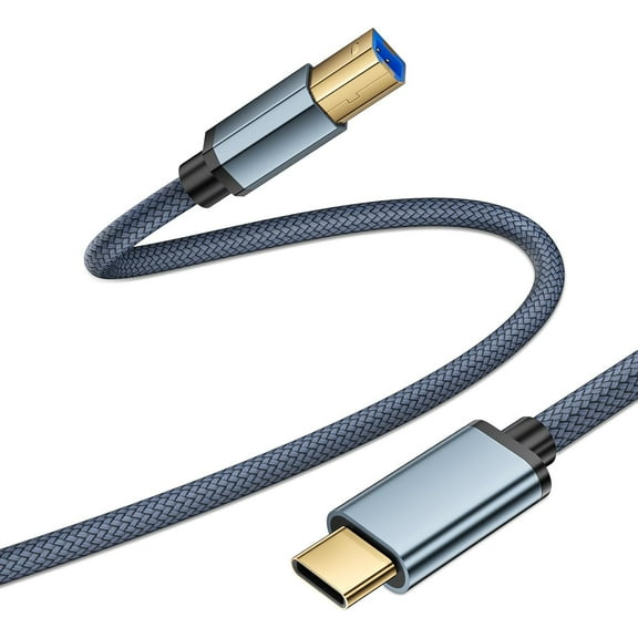 USB C Printer Cable 6.5ft USB 2.0 B to C Printer Scanner Cord to Computer for MacBook Pro/Air, iPad Pro/Air for HP, Epson, Canon, Brother, MIDI Cable for Digital Piano,MIDI Keyboard,DJ Controller
