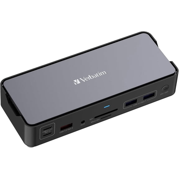 Verbatim USB-C ™Pro Docking Station 15-in-1 - for Speaker, Headset - Charging Capability - Memory Card Reader - SD, microSD - USB Type C - 3 Displays Supported - 8K @ 30Hz, 4K - 7680 x 4320, ...