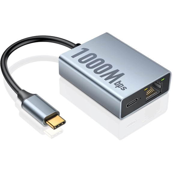 USB-C to RJ45 Gigabit Ethernet Adapter for Chromecast with Google TV (HD/4K), 1000Mbps High-Speed Wired Internet, No Lag Streaming, Adhesive Mount Included