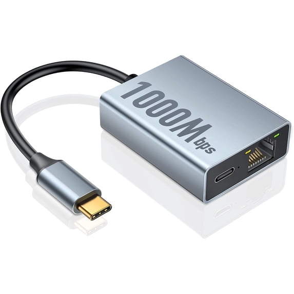 USB-C to RJ45 Gigabit Ethernet Adapter for Chromecast with Google TV (HD/4K), 1000Mbps High-Speed Wired Internet, No Lag Streaming, Adhesive Mount Included