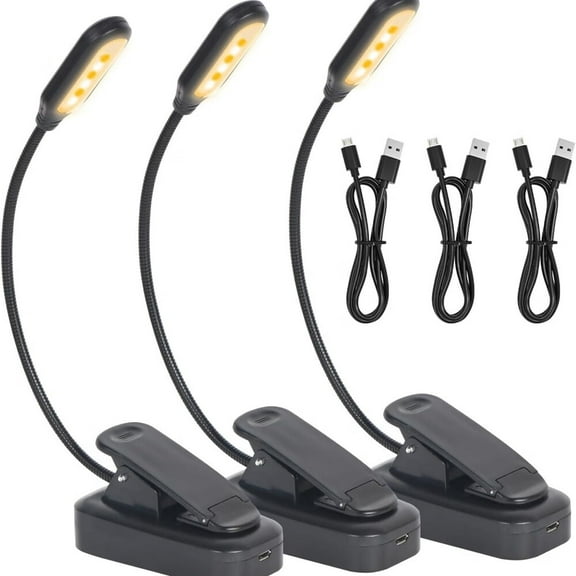 USB-C Rechargeable Book Light for Reading in Bed 3 Pack,6 LEDs with 3 Color Temperature Reading Light,Easily Clip on to a Small Mini Lightweight Book for Read Kids