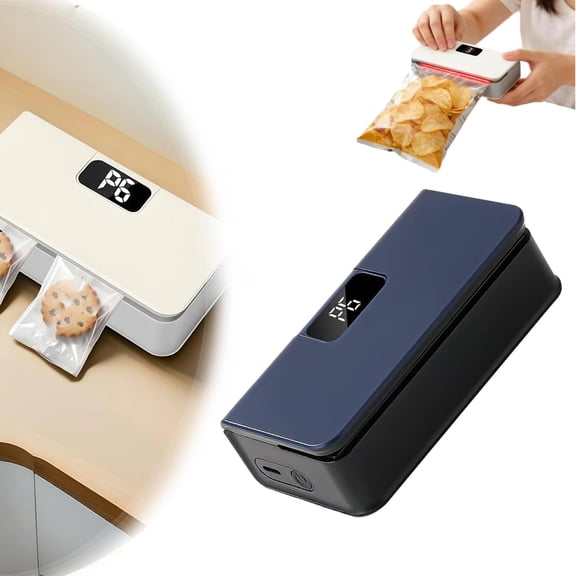USB-C Rechargeable Mini Bag Sealer, 6-Level Adjustable Heat Sealer & Cutter with Magnetic Base, Perfect for Fridge, Kitchen, and On-the-Go Use