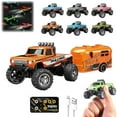 thumbnail image 1 of USB-C Rechargeable RC Truck with Trailer - 1:64 Scale Remote Control Car with LED Lights, 2.4GHz Wireless, 1 of 3