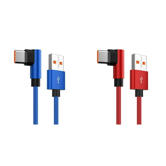 USB C Right Angle 90° Elbow Nylon Braided USB A To C 66W Fast Charging C Charging Cord Fast Charging Type C Wire Note 10 plus Charging 6ft Usb3 A to B Av Out Phone Chargers for Android S8 plus