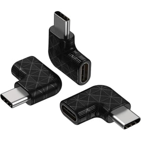 USB C Right Angle Adapter,90 Degree USB C to USB Type-C Male to Female Adapter (3 Pack). Support USB-C 3.1 PD 100W Quick Charge 10Gb/s Data Transfer,for Laptop & Tablet & Mobile Phone -Black
