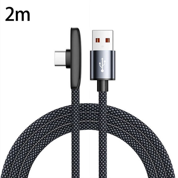 USB C Right Angle Fast Charging Cable, Braided Charger Cord, 90 Degree Elbow Design for Gaming Phone