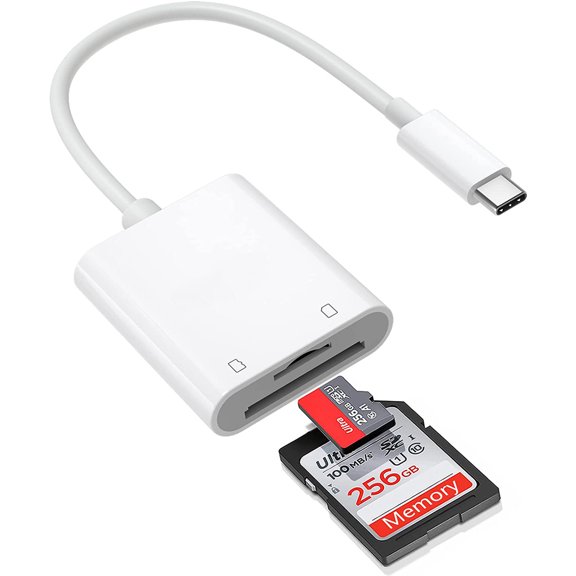 USB C SD Card Reader 2 in 1,compatible for Phone 15 16 17/iPad/MacBook/Mac,USB-C Type C SD Reader Supports SD and MicroSD Memory Card Adapter,Plug and Play - 2 Slots
