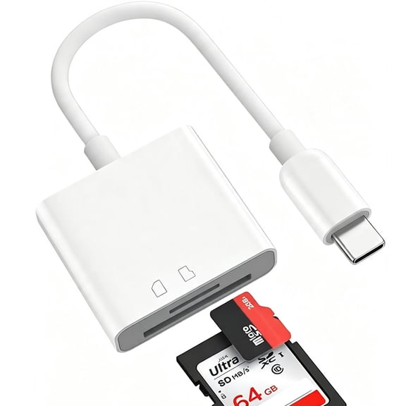 USB C SD Card Reader 2 in 1,compatible for Phone 15 16 17/iPad/MacBook/Mac,USB-C Type C SD Reader Supports SD and MicroSD Memory Card Adapter,Plug and Play - 2 Slots