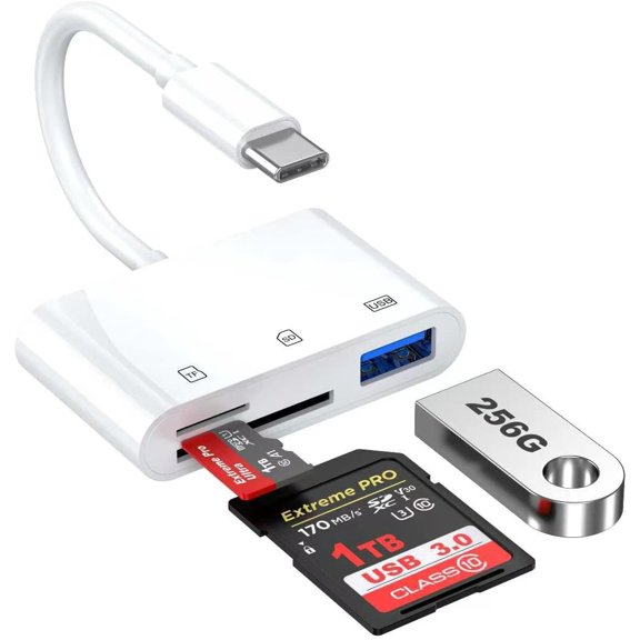 for USB C to SD Card Reader, 3-in-1 SD MicroSD Card Adapter, Type C Memory Card Reader for iPhone 15 16, iPad, Mac, MacBook Pro/Air, Android and All USB-C Devices