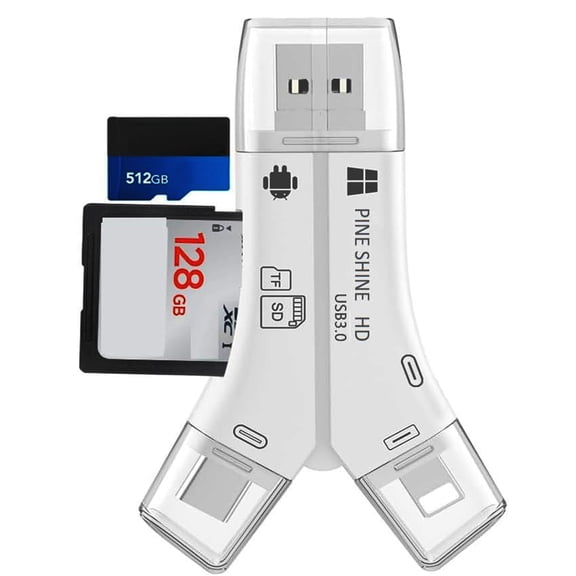 USB C SD Card Reader,4 in 1 SD Card Reader for iPhone ipad Android Mac PC Camera,Micro SD Card Reader SD Card Adapter Portable Memory Card Reader Trail Camera Viewer for SD and TF Card