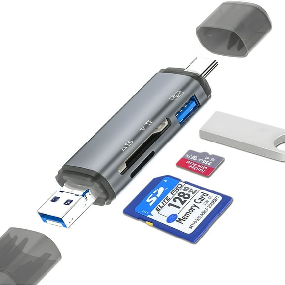 USB C SD Card Reader 6 in 1 ,Portable Micro USB 3.0 Memory Card Reader Compatible with SD/Micro SD/TF/SDXC/SDHC/MMC/RS-MMC, Camera SD Card Adapter Support Windows, Linux, Mac OS, Android