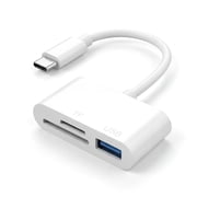 USB C SD Card Reader Adapter, 3-in-1 Memory Card Reader Dual Slots with USB Camera Adapter, Digital Camera Adapter iPhone 15/16/17, iPad, Android, Laptop