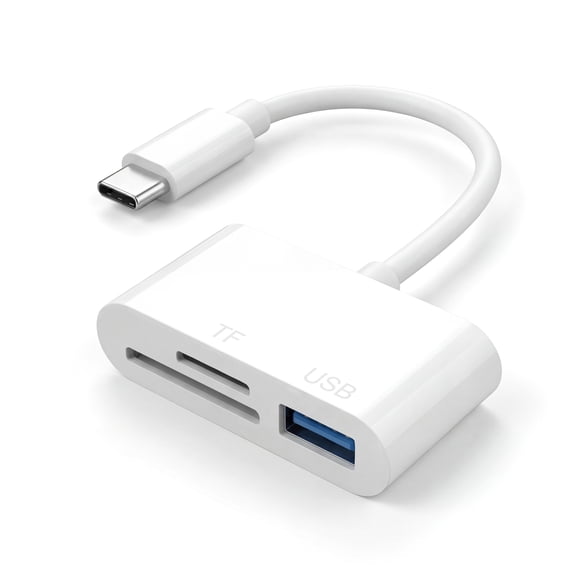 USB C SD Card Reader Adapter, 3-in-1 Memory Card Reader Dual Slots with USB Camera Adapter, Digital Camera Adapter iPhone 15/16/17, iPad, Android, Laptop