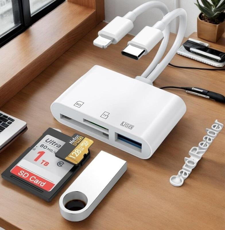 USB C SD Card Reader Adapter, 3 in 1 USB C to USB Camera Memory Card ...