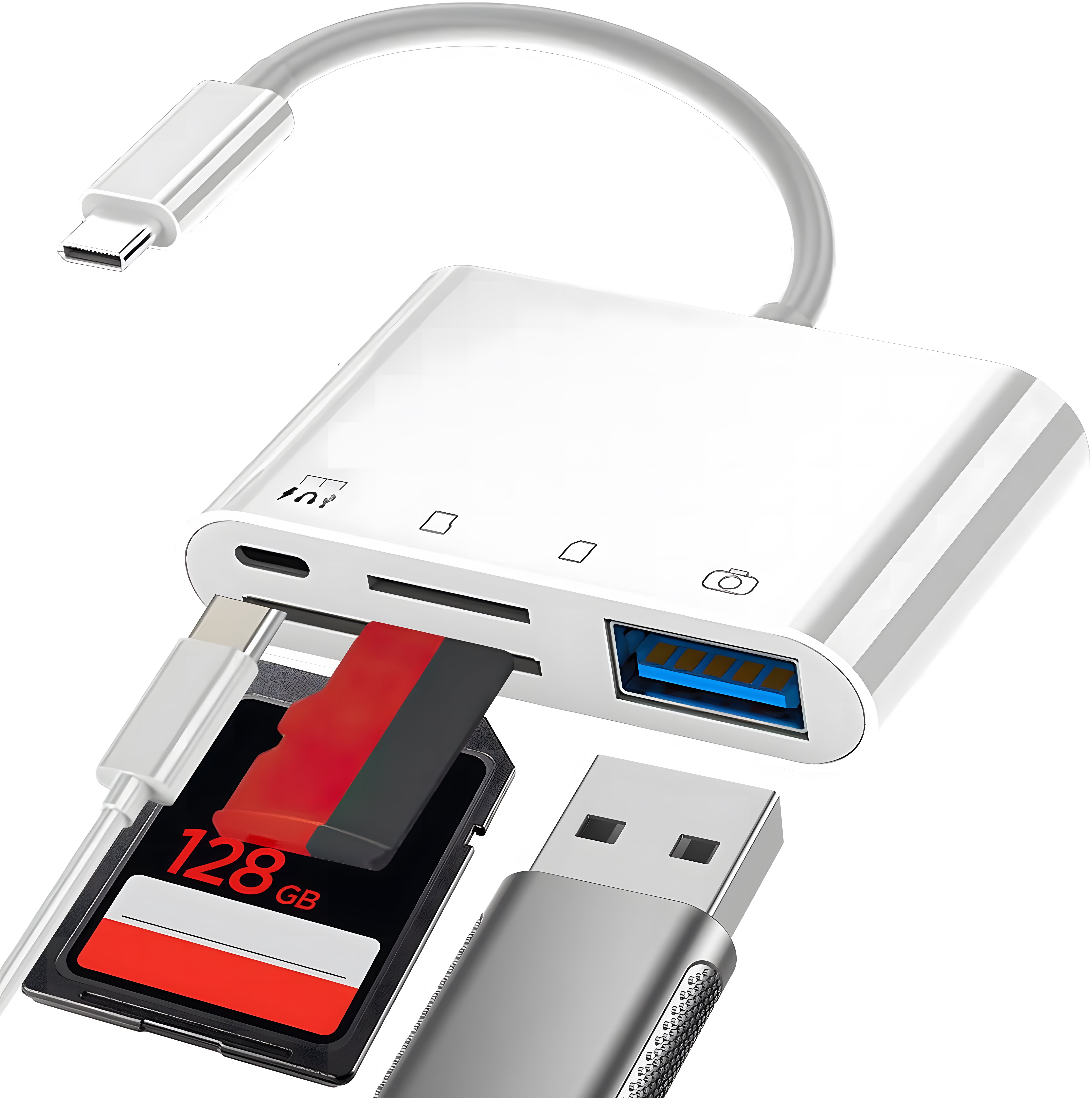 USB C SD Card Reader Adapter, Fermoved Type C Micro SD TF Card Reader Adapter, 4 in 1 USB C to USB Camera Memory Card Reader Adapter for iPhone15 New Pad Pro MacBook Pro and More UBC C Devices