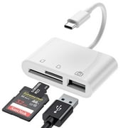USB C SD Card Reader Adapter, Type C Micro SD TF Card Reader Adapter, 3 in 1 USB C to USB Camera Memory Card Reader Adapter for New iPad Pro MacBook Pro ChromeBook XPS and More UBC C Devices